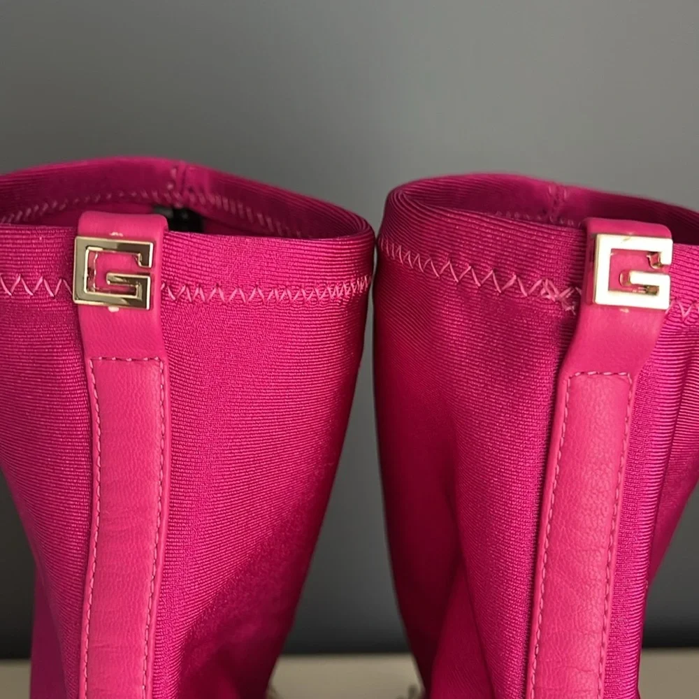 GUESS Womens Pink Chain Forsta Pointed Toe Stiletto Dress Boots size 7M - Picture 4 of 8